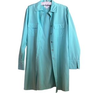 Silk Worthington 4 Shirt Dress Duster Minty Pastel Green
